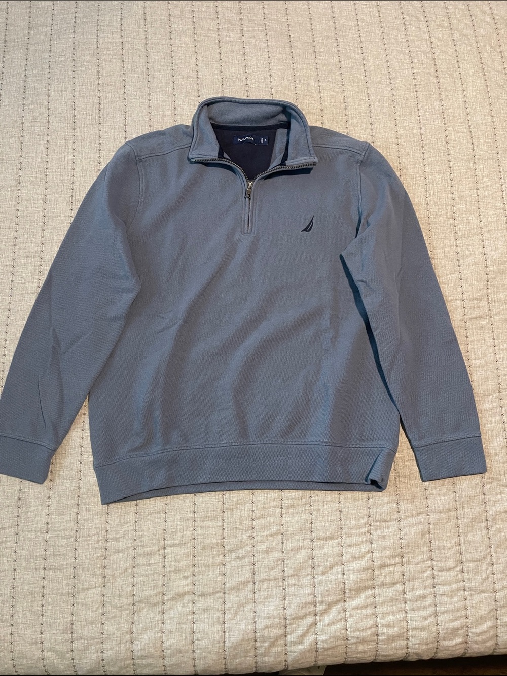 Nautica Men's Slate Blue Quarter-Zip Sweater